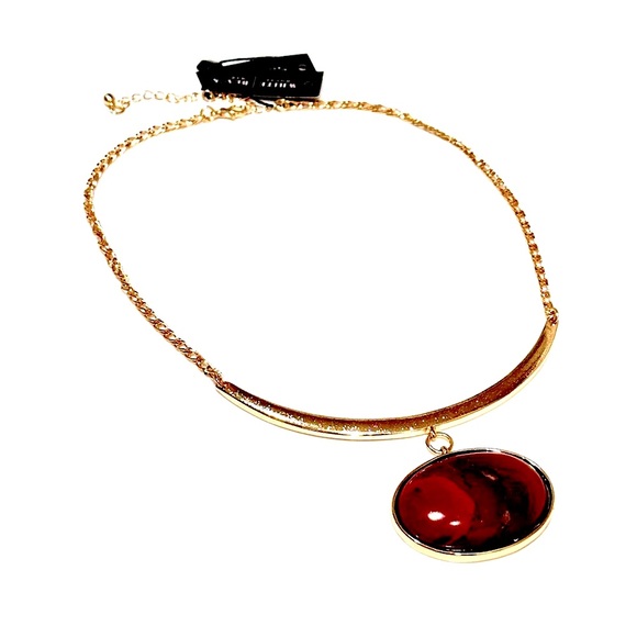 WHBM Gold & Red Stone Collar Necklace | NWT - Picture 3 of 5